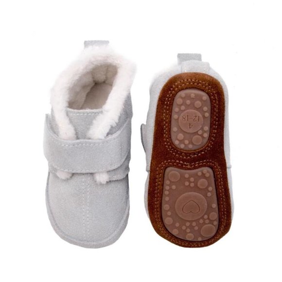 GRAY BABY TODDLER GIRL BOY LEATHER BOOTS - Picture 4 of 7